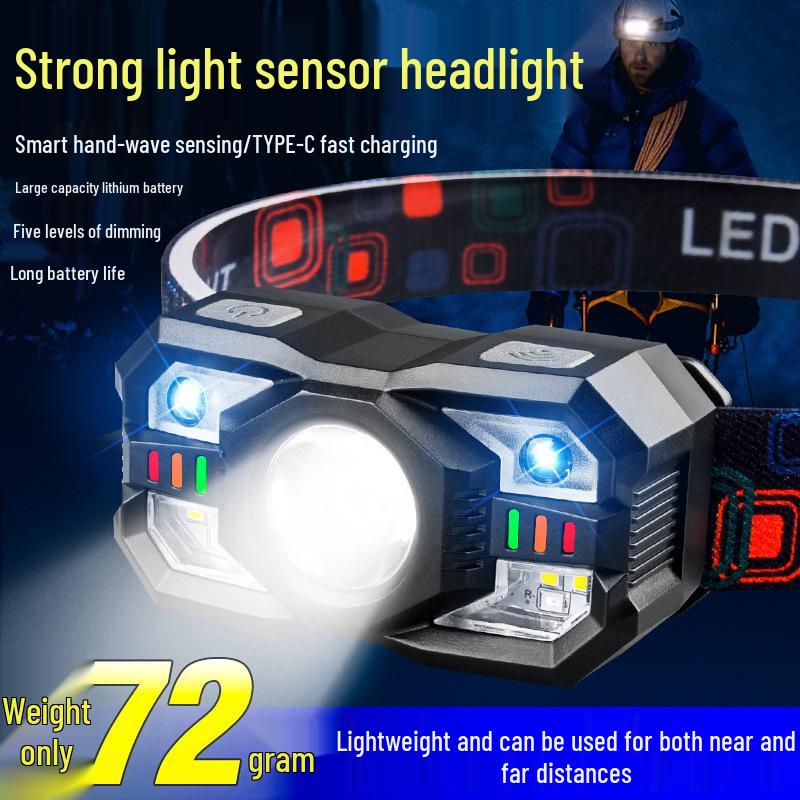 Smart Sensor Headlamp: Rechargeable, Long Battery, Multi-light for Outdoor Multifunctional Use