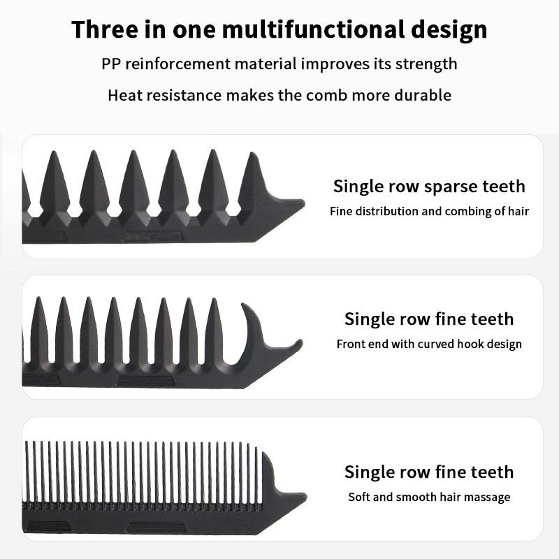 Professional 3 In 1 Pocket Folding Combs Wide Tooth Oil Head Comb Beard Combing Barber Hair Clipper Comb Salon Hair Styling Tool