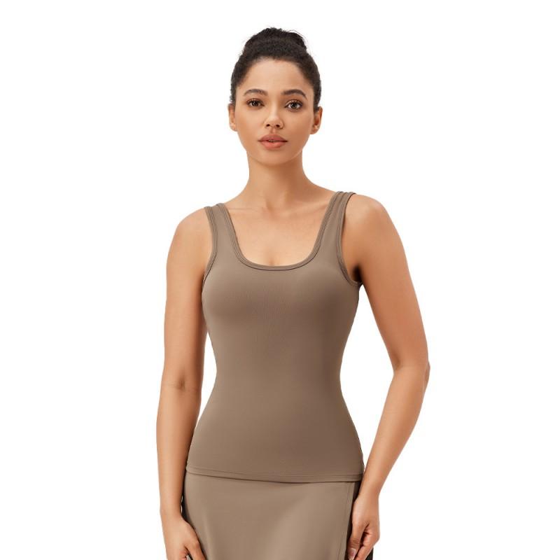Womens Square Neck Yoga Top Seamless Quick-Dry Workout Tank Fitness Running Crop Slim Fit