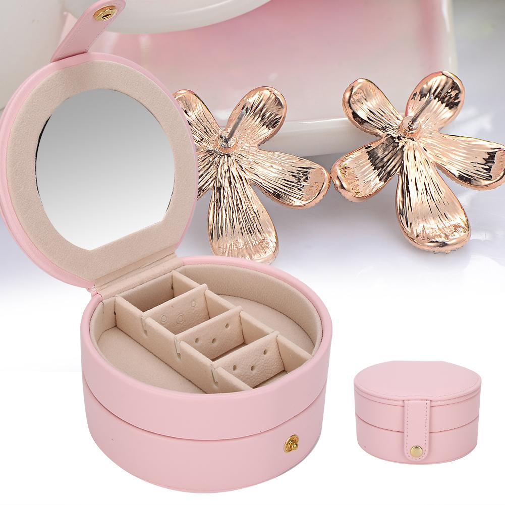 Boîte à Bijoux PU Portable Multifonctionnelle Rangement Organisateur pour Bijoux Bagues Boucles d'Oreilles(Rose )
