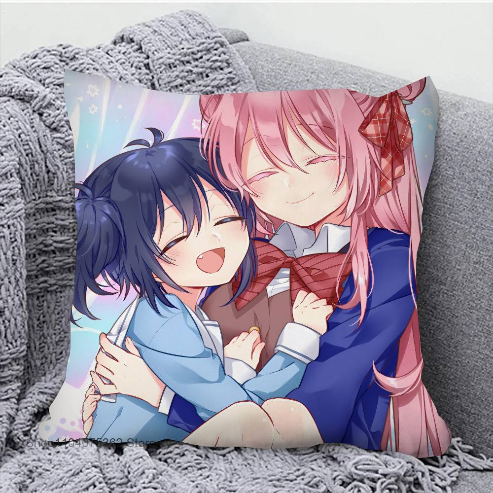 Anime Happy Sugar Life Pillow Case Square Pillow Bedroom Sofa Leisure Comfort Cushion Car Living Room Home Decoration