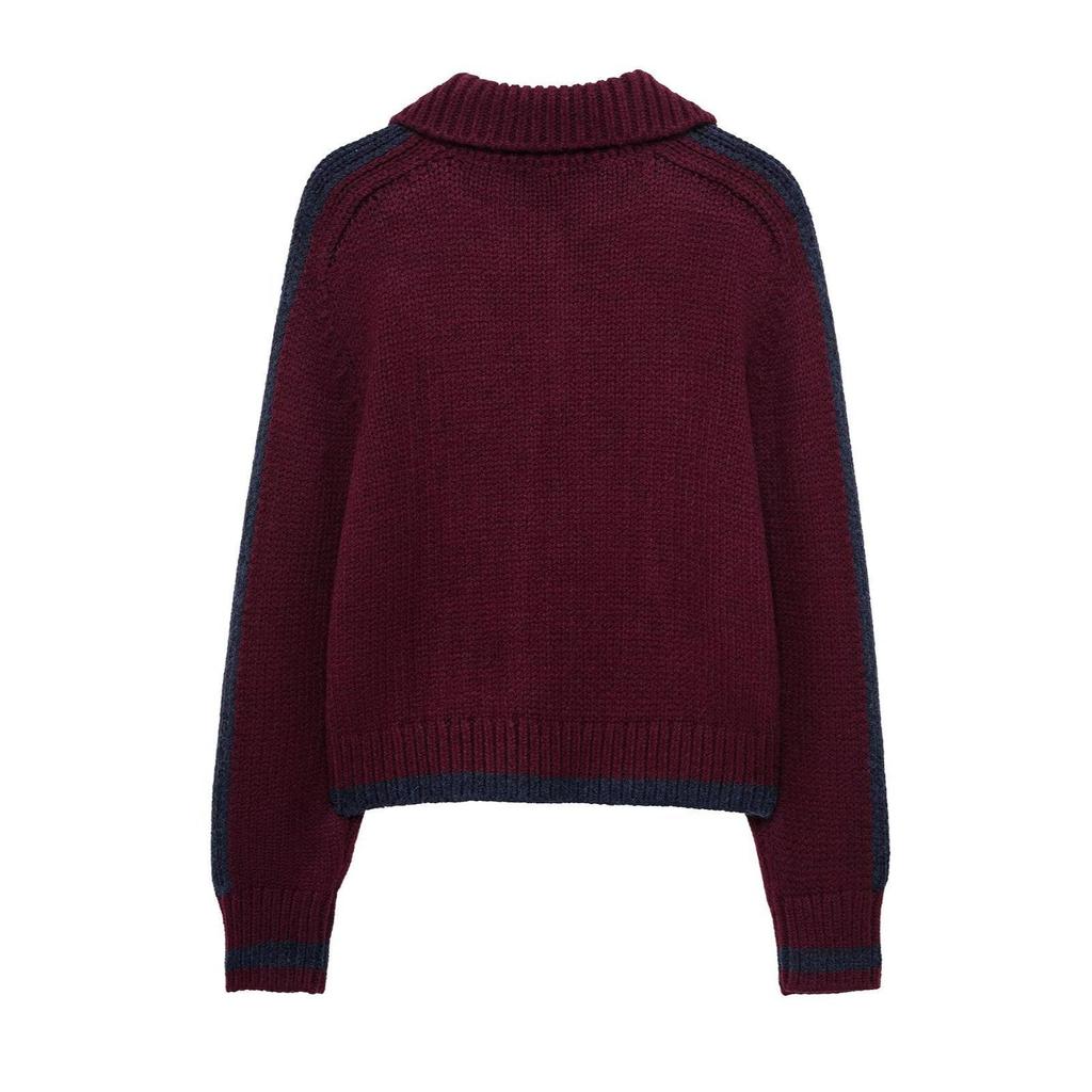 TAOP&ZA Spring/Summer Women's Knitted Sweater with Turn-Down Collar