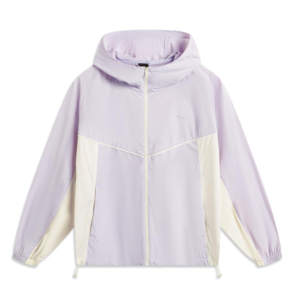 Li-Ning Sports Trend Series Spliced Zipper Hooded Versatile Casual UV Protection Jacket Women Jackets Purple AFDV994-1