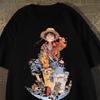 Retro Anime One Piece Tshirt Streetwear Fashion Oversized Short Sleeve Tops for Unisex Women
