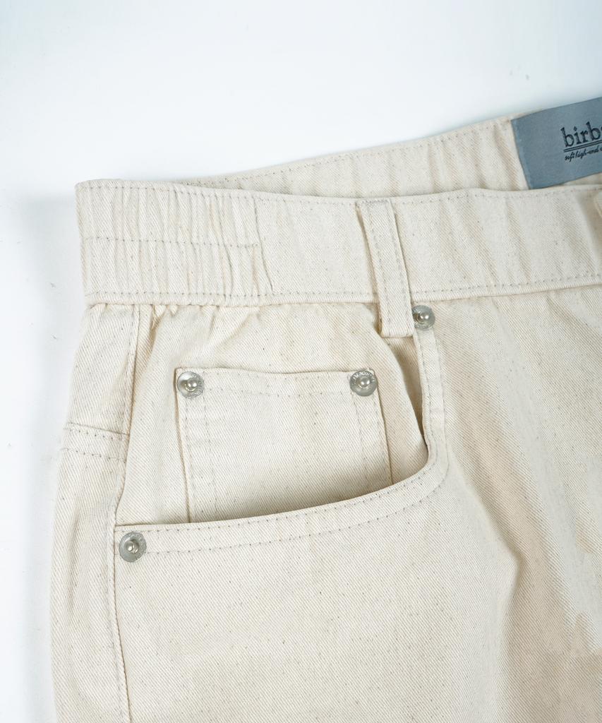 BIRBANTE Center Cris C.L Fit Elastic Waist Chino Pants - Ivory