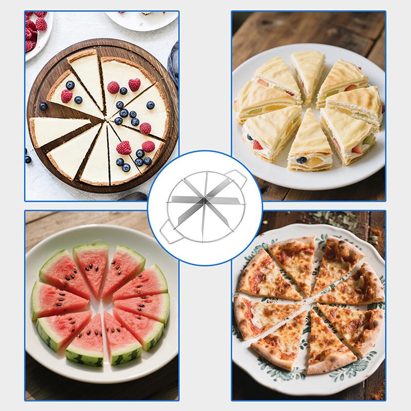 8-Slice Stainless Steel Pie Cutter Press, Circle Pie Cutter With Side Handles, Non Stick Pie Cutting Divider