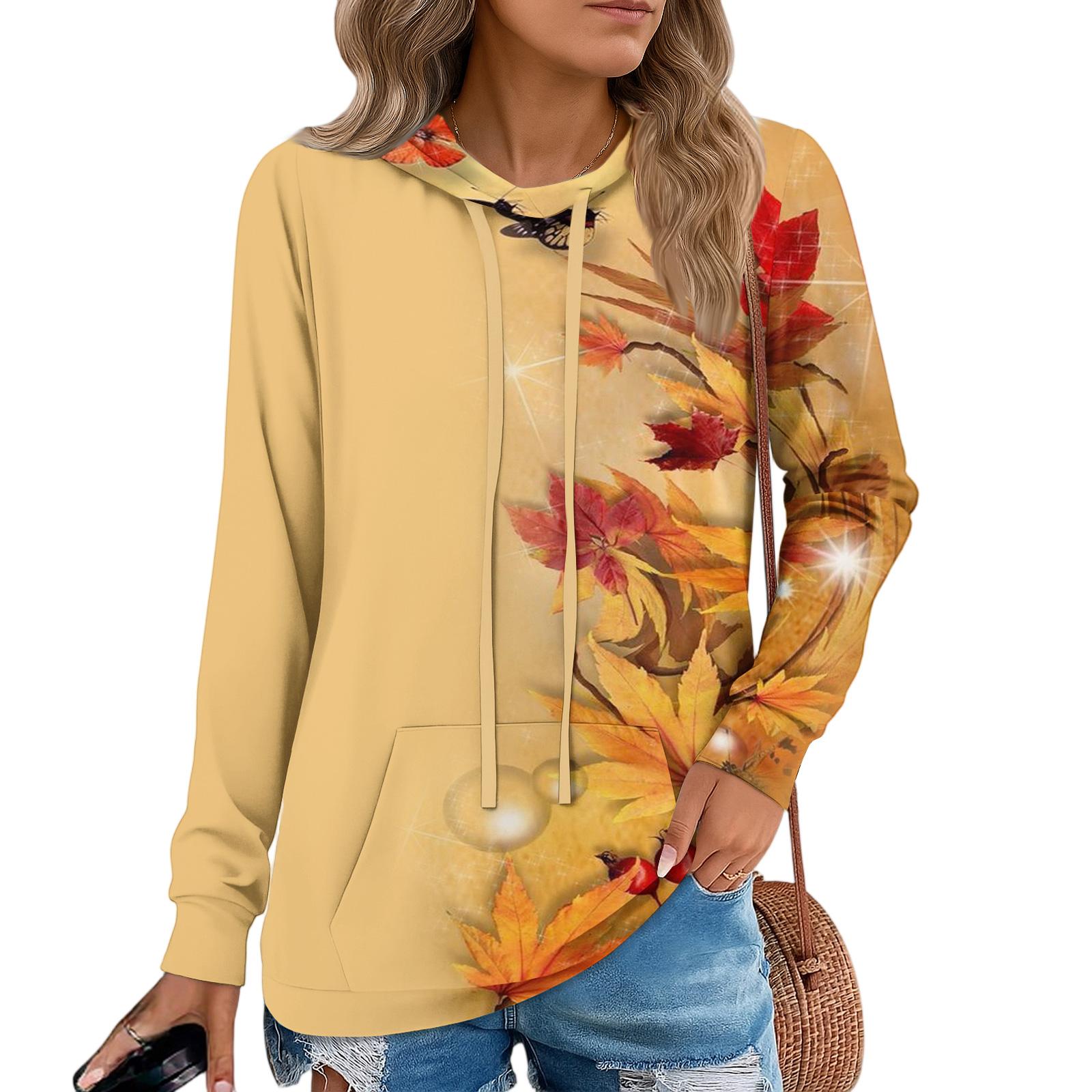 

Женские худи-пуловеры, модные толстовки с капюшоном для девочек-подростков, женский осенний туник-топ XL жёлтый