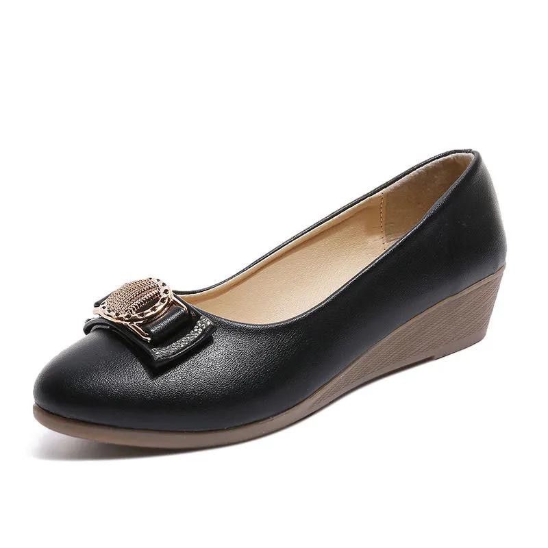 WTEMPO Bürodame Einfarbig Große Größe Spitzschuh Rutschfeste Pumps Damen Lässig Vielseitig Niedriger Dicker Absatz PU Schuhe