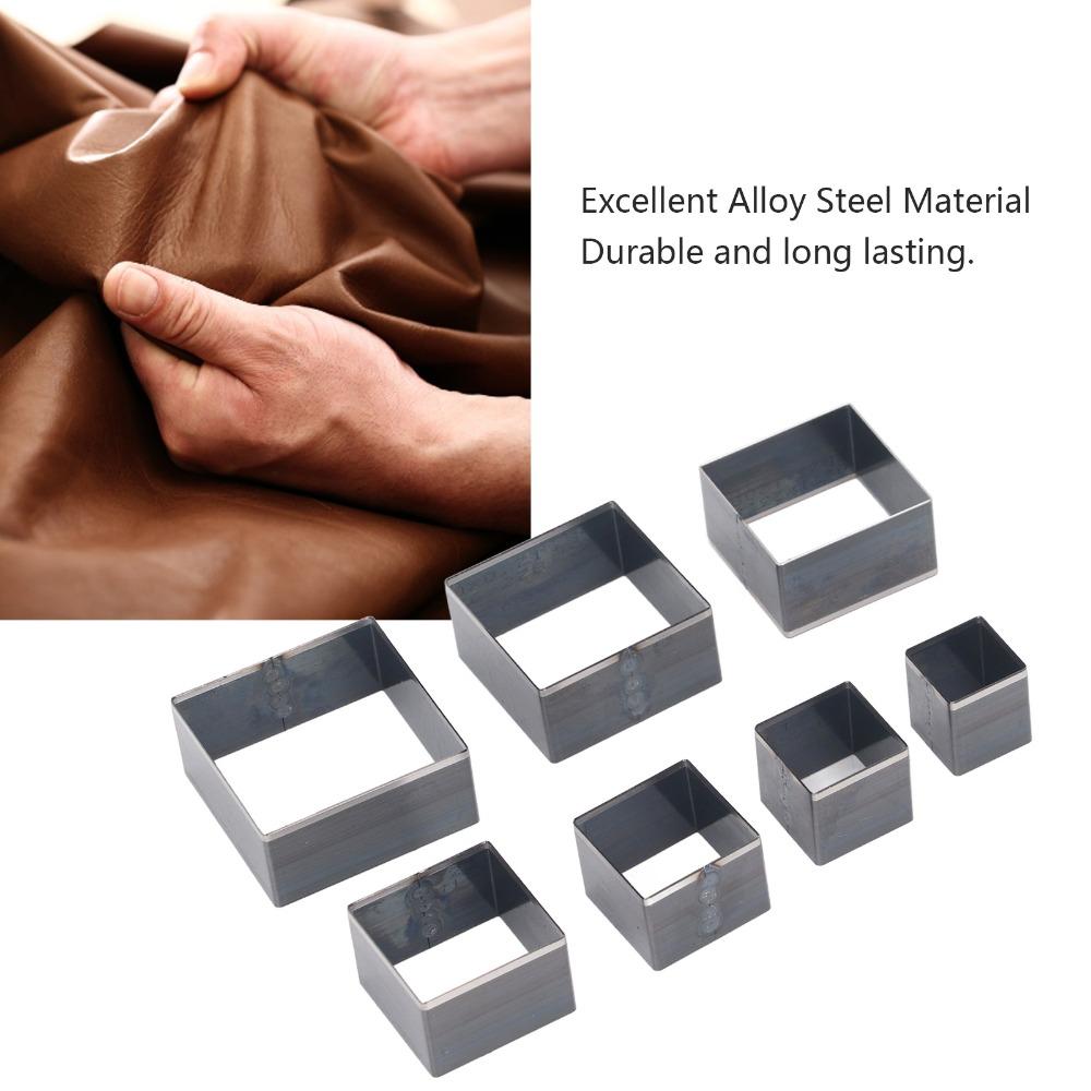 7PCS 7 Sizes Leather Square Punch Cutter Set Carbon Steel Hollow Cutter Kit  for DIY Leather Craft