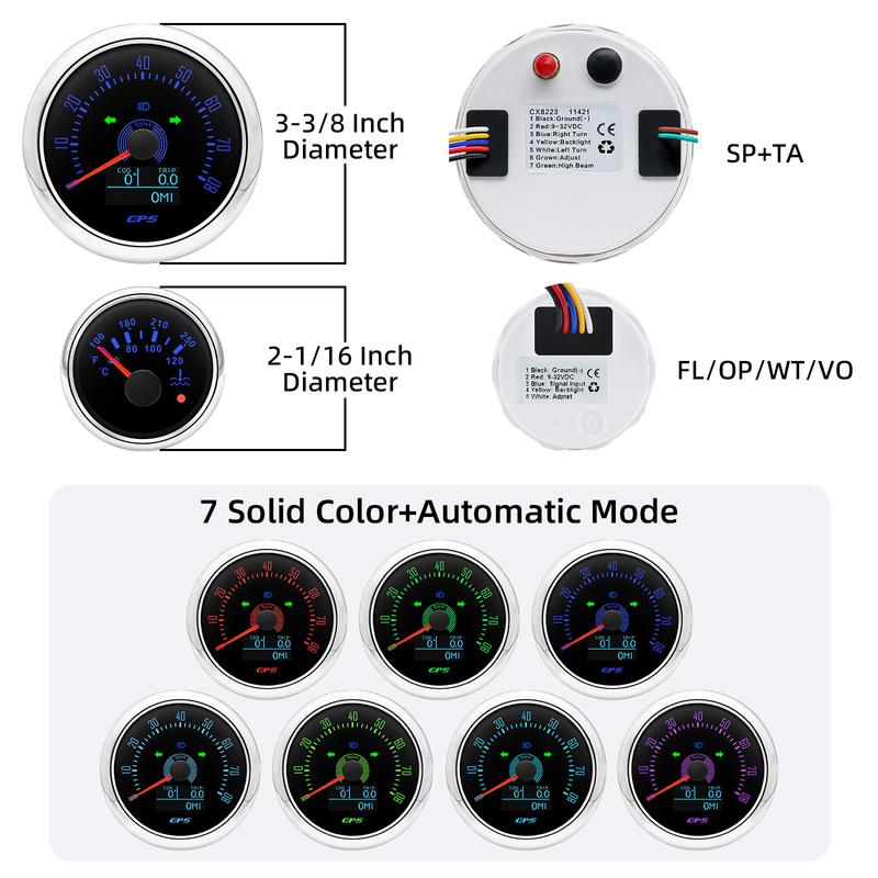 6 Gauge Set Digital GPS Speedometer Tachometer Fuel Gauge Water Temp Oil Pressure Voltmeter With Sensors For Boat Car Customized