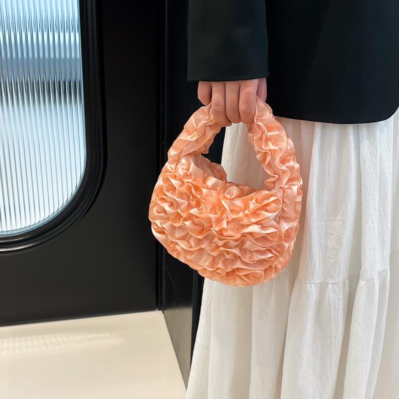 Cukrová Barva Skládaný Design Sladké Dívčí Kabelky Měkká Volánová Elegantní Dámská Spojka Lehká Přenosná Dámská Malá Taška