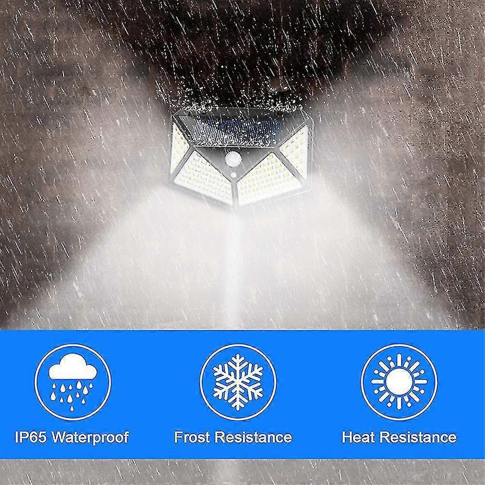 2pcs Outdoor Solar Lights, 100led Ultra Bright Outdoor Solar Light, 800 Lumens, 3 Modes Of Solar Wall Light, Waterproof Solar Outdoor Light