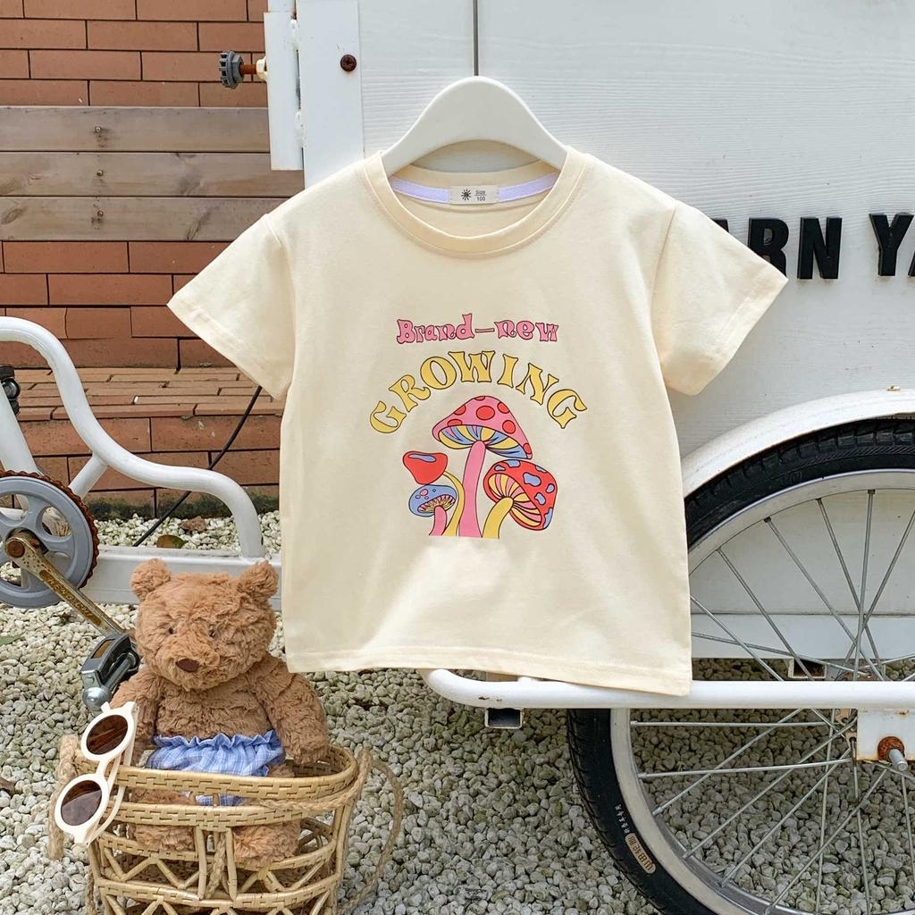Girls' Casual Short-sleeved T-shirt Summer Children's Cotton Base Shirt