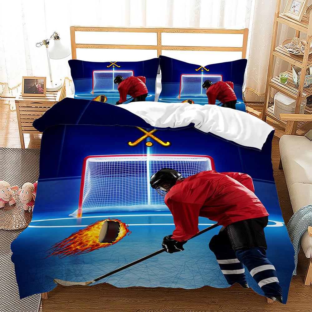 

Ice Sports 3D Digital Printing Bed Three-Piece Quilt Cover Kit 135 * 200 (two-piece set) 90g