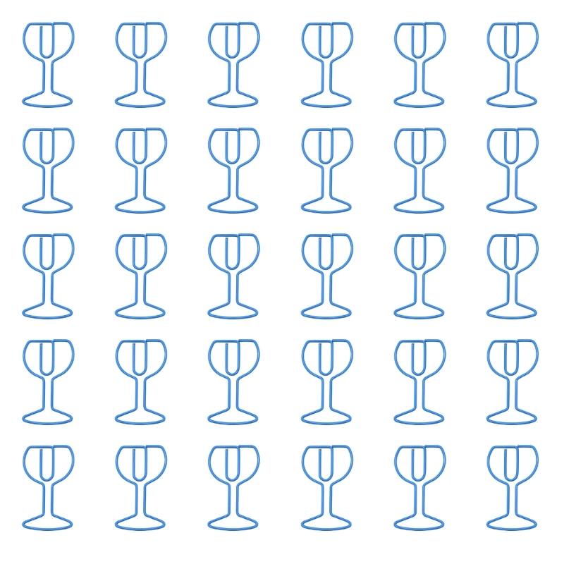 30Pcs Wine Glass Shape Paper Clip Small Metal Paper Clamp File Organiser Clip Metal Book Marker Clips for Office School