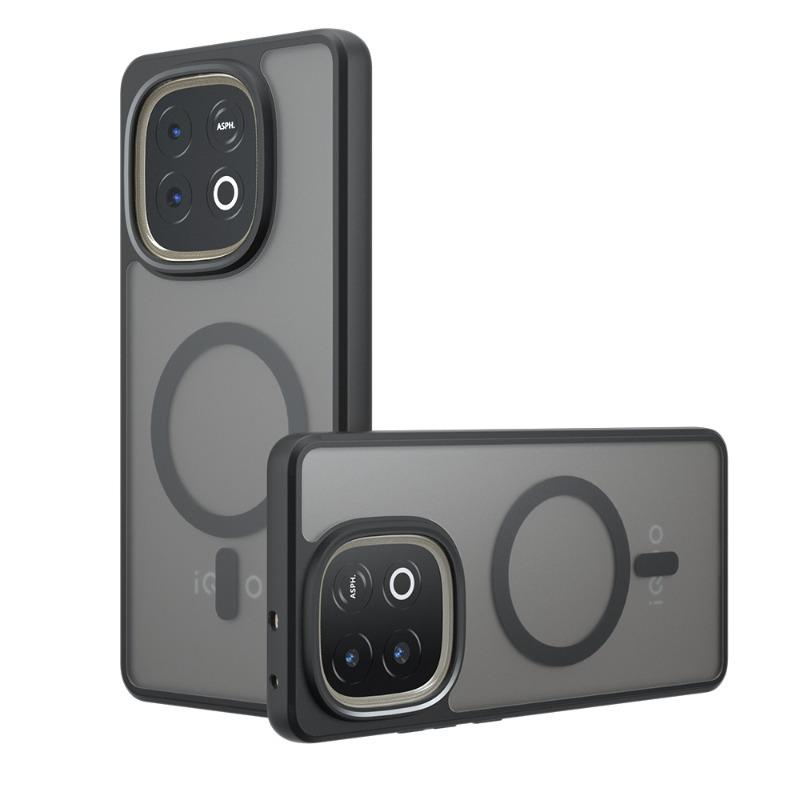 

Матовый акриловый чехол для Vivo Iqoo Z10 Turbo Pro Магнитный чехол для Magsafe Противоударный чехол с подушками безопасности для Iqoo Z10 Turbo Z9 Turbo+ iQOO Z10 Turbo Pro чёрный