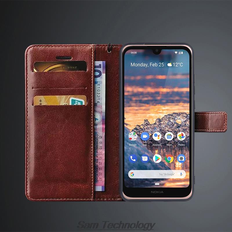 Kartenhalter Hülle Lederetui für Nokia 4.2 PU Leder Klapphülle Retro Brieftasche Handyhülle für Nokia 4.2 Business Fundas Coque