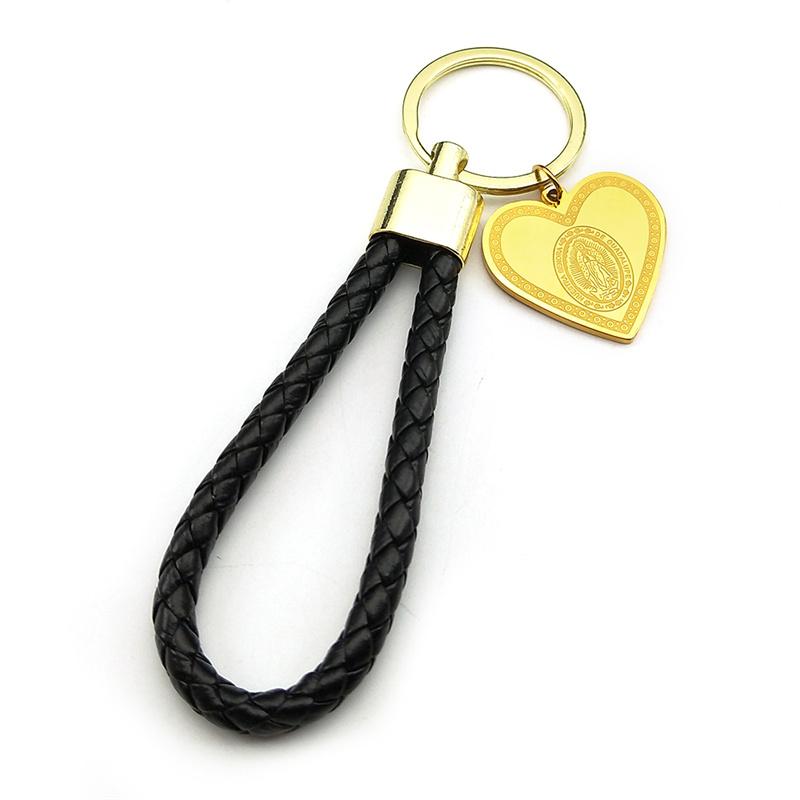 Love Heart Shape Virgin Mary Key Chain for Women Men Stainless Steel Gold Color Key Ring Jewelry Nuestra Señora de Guadalup