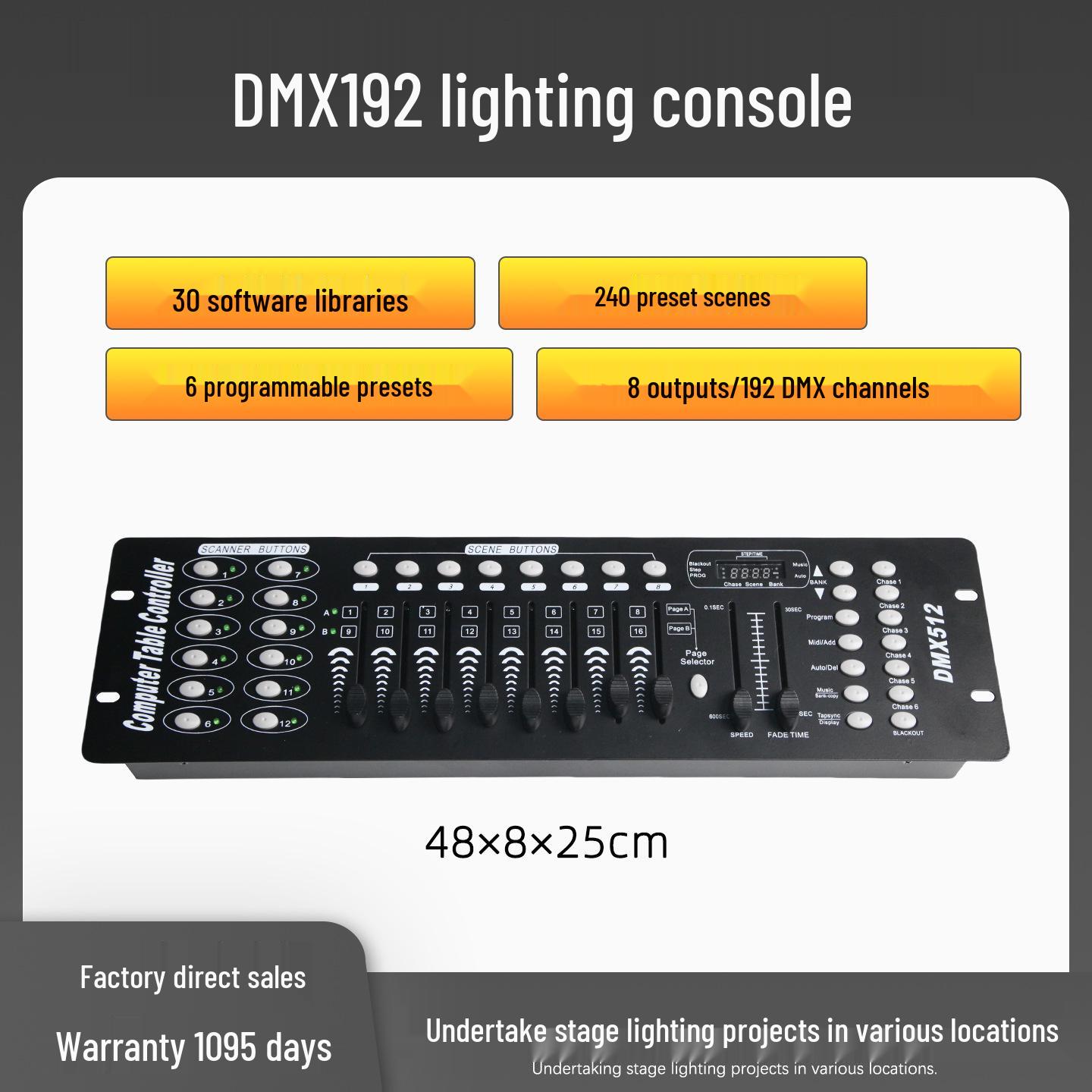 

192-Channel DMX512 Intelligent Console for Stage Lighting and Moving Head Beam Lights Console