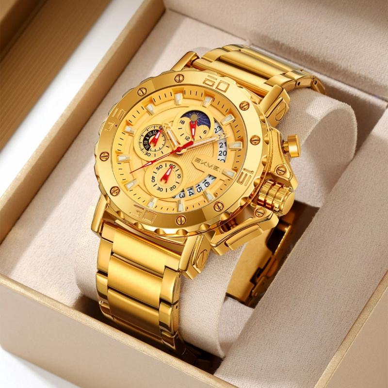 Skmei Watch for Men Top Brand Luxury Big Dial Stainless Steel Waterproof Chronograph Wristwatches with Date