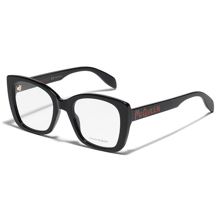 Alexander McQueen Transparent Lens Gold Frame Letter Logo Pattern Sunglasses Women sunglasses AM0351O-002-52 AM0351O-002-52
