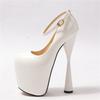 Strap Women's Heeled Sexy Platform Fashion Fetish High Heels Round Toe Pumps Black White Office Party Shoes Women Large Size 50