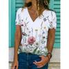 Summer 3D Digital Printing Short Sleeve V-Neck Women'S Loose Women'S T-Shirt
