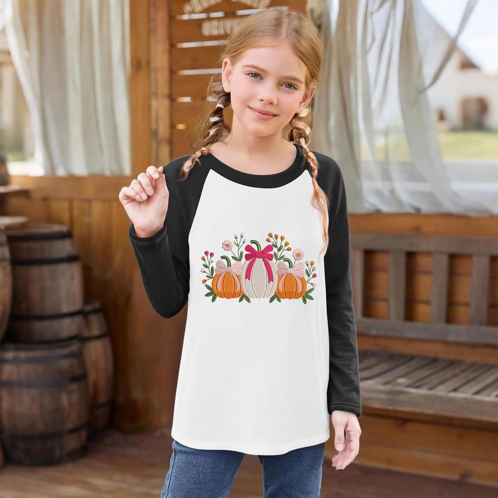 Kids' Fashionable Comfortable Christmas Print Neck Pullover Long Sleeve Top
