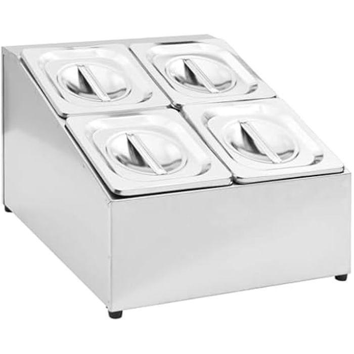 Récipient Gastronorm - vidaXL - GN 1/6 - Acier Inoxydable - 4 Bacs - Couvercles Inclus