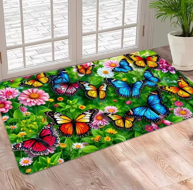Brightly Colored Floral Printed Outdoor Door Mat Anti Slip Bedrooms Living Rooms Large Entrances Camping and Yoga Home Carpet