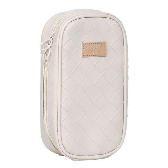 

Водонепроницаемый пенал из искусственной кожи, косметичка, большой вместимости, для школы, офиса бежевый