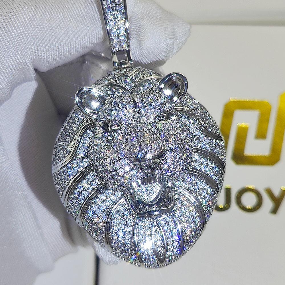 Iced Out Roaring Lion Head Pendant Fashion Hip Hop Anime Necklace Jewelry For Men Big Iced out Punk Pendant 18inches&5mm Rope Chain
