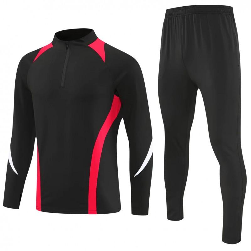 Mens Half-Zip Long Sleeve Soccer Training Jacket Set Winter Sportswear Basketball Football Practice