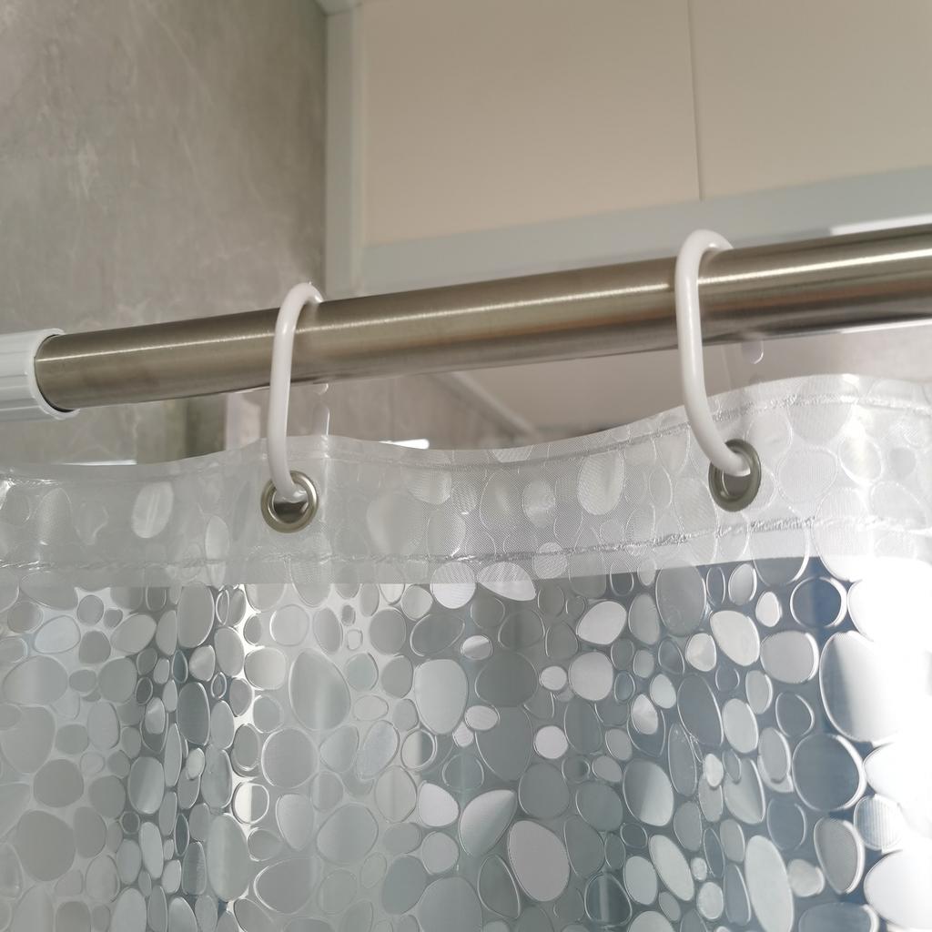 Waterproof Bathroom Shower Curtain Transparent Bathroom Curtain with Hooks Thickened Bathing Sheer Wide Bath Curtain