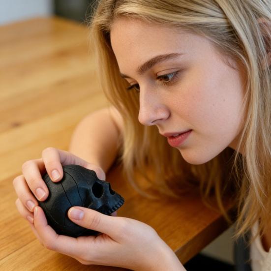 3D Printed Skull Ornament Spiral Sensory Fidget Toy Mini Flexible Skull Stress Relief Toy for Adults Kids Office Home Desktop Decor