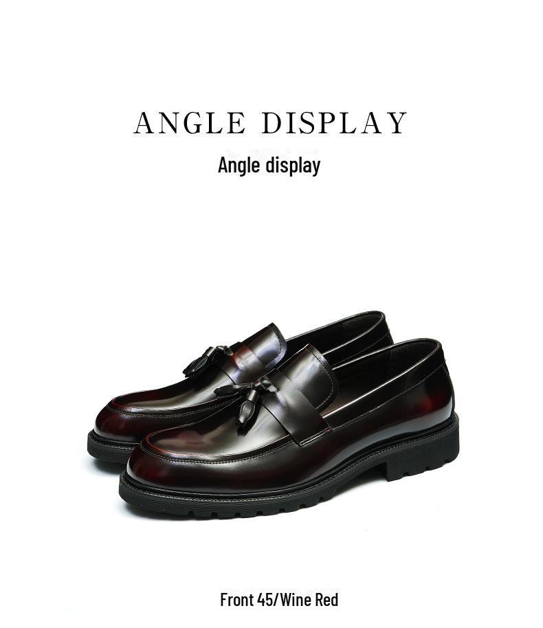 Genuine Leather Tassel Loafers: Men's British Style, Thick-Soled, Slip-On Formal Shoes
