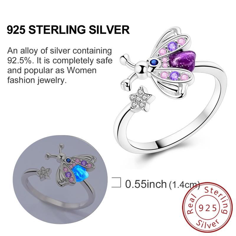 New 925 Silver Rings Firefly Hollow Rose Infinite Love Simple Ring for Women Wedding Engagement Party Jewelry Gift