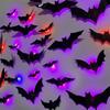 24PCS Eerie Bat/Spiders Shape Wall Sticker With LED Light Effect Mysterious Halloween Atmospheres Accessories