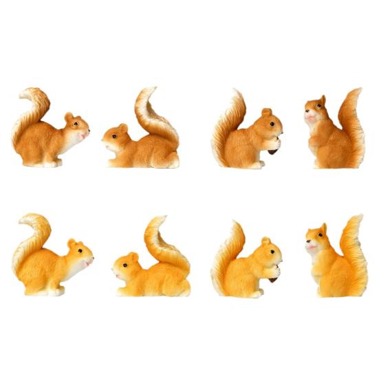 Mini Squirrel Figurine Tiny Resin Squirrel Fairy Garden Accessories Cute Miniature Animal Statue for Moss Landscape DIY Terrarium Home Decor