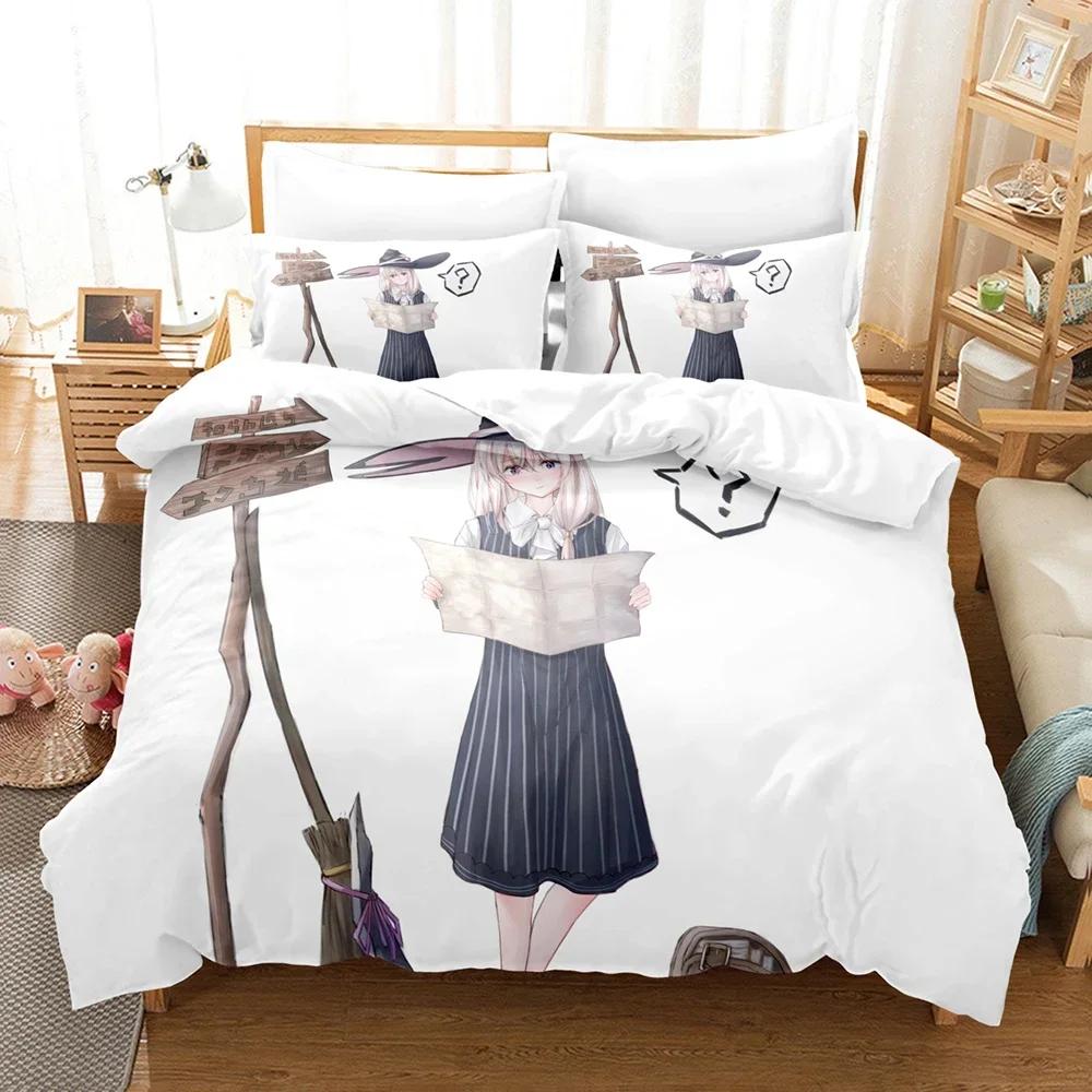 3D Printed Wandering Witch Anime The Journey Of Elaina Comfortable Duvet Quilt Cover Pillowcase Bedding Set Bedroom Decoration