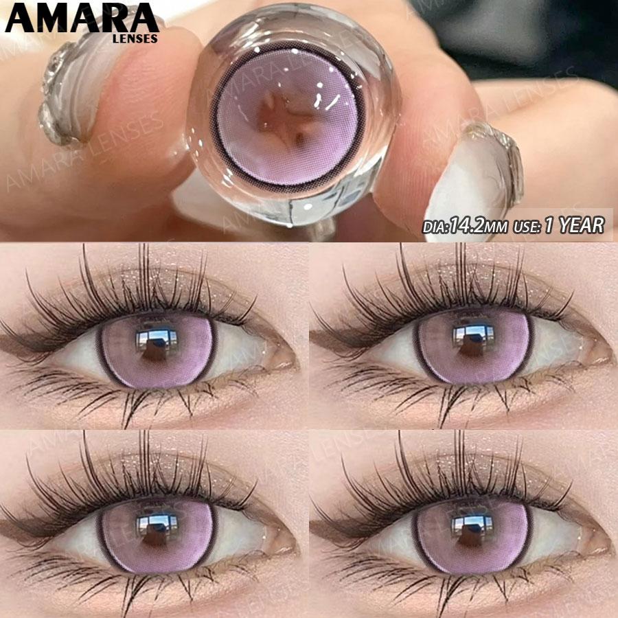 AMARA  Colored Contacts Lenses Brown Lenses Purple Lens Natural Look Cosmetics Colored Pupils Eyes Color Lens Soft High Quality