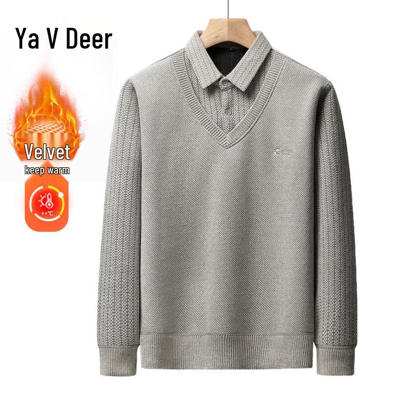Yalu Men s Fleece-lined Polo Sweater L