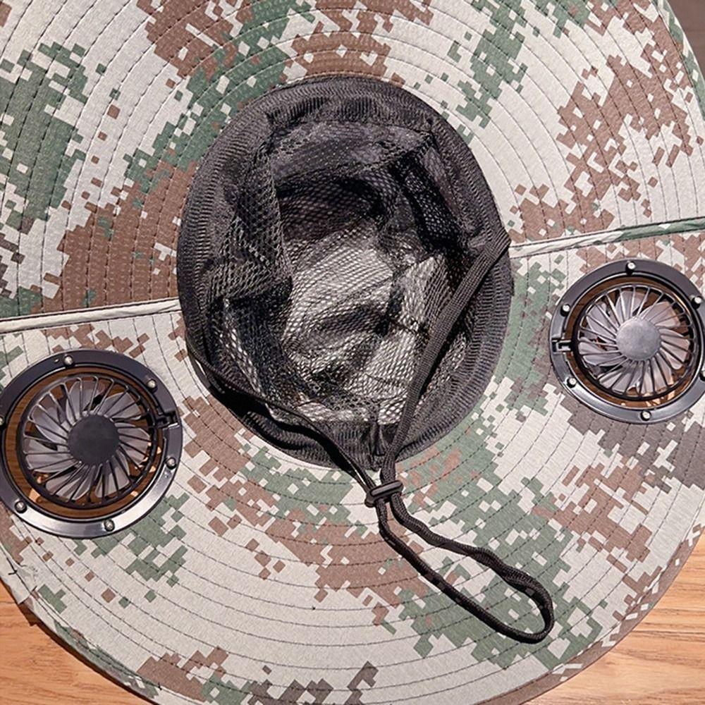 Adjustable Wide Brim Sun Cap UV Protection Sun Bucket Hat Sun Hat with Solar Fan Outdoor