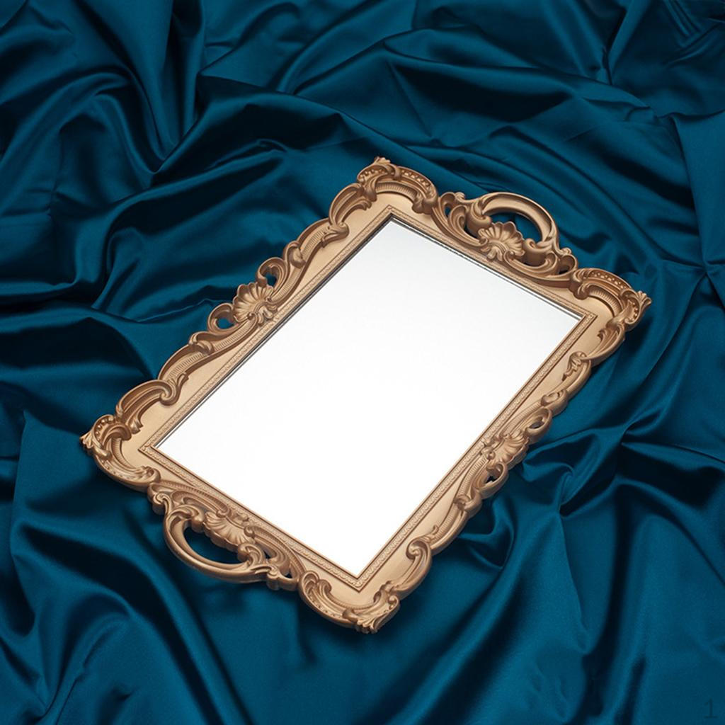 Nordic Retro Mirror Dishes Decorative Tray for Wedding Home Ornament Dessert
