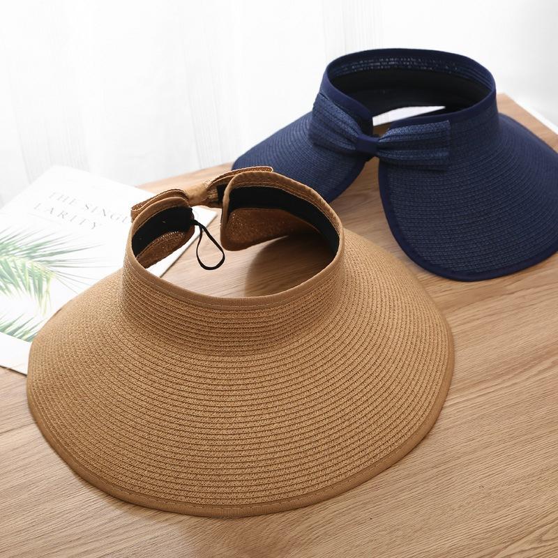 Seasonal straw hat Foldable empty top sun hat Portable outdoor sun hat Big edge beach hat Foldable hat