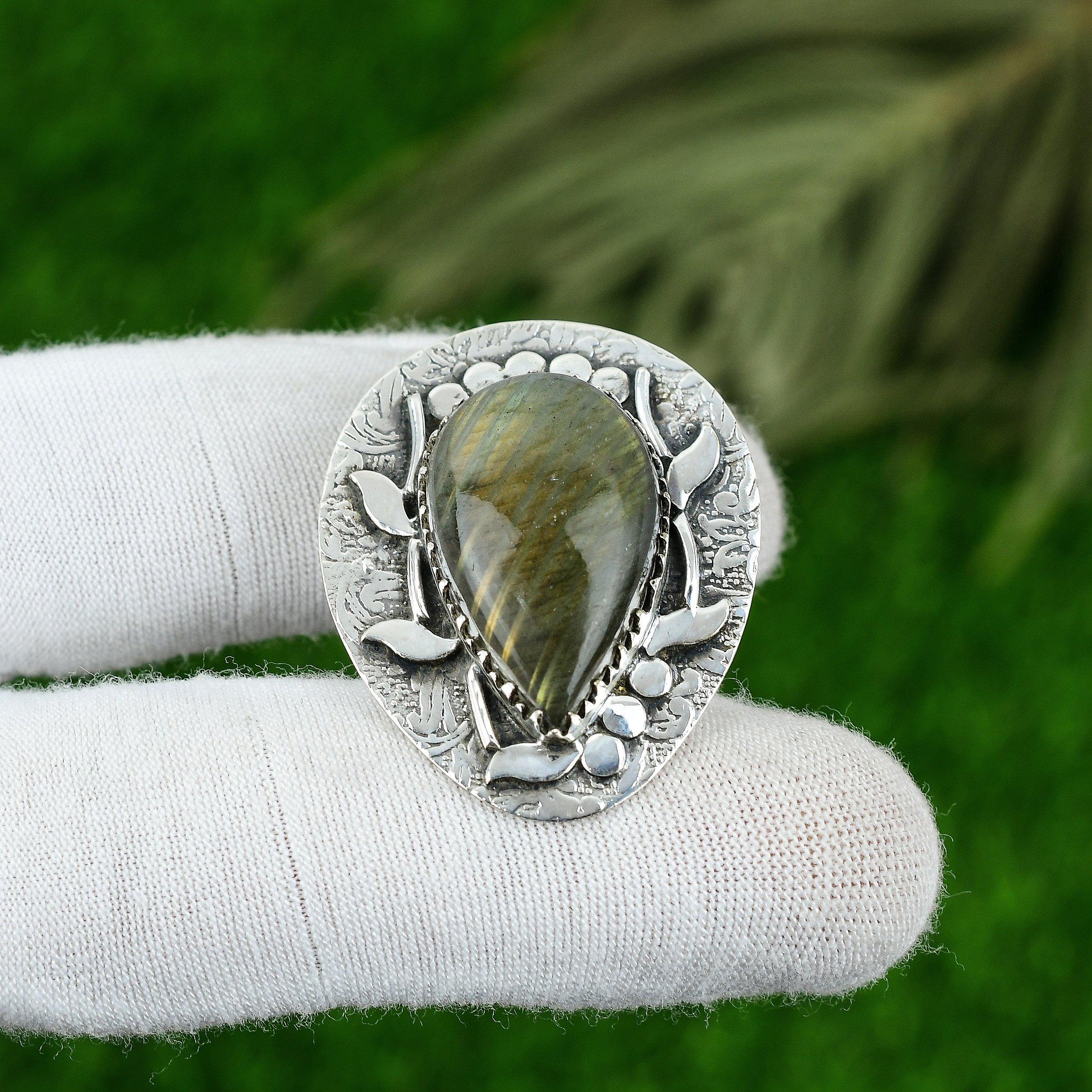 

Подарок на годовщину для нее Подвеска с натуральным лабрадоритом из серебра 925 пробы