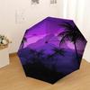 1PC Palm Trees Purple Landscape Pattern Small Travel Compact Windproof Umbrella, Automatic Folding Umbrella, Automatic Open/Close ,Gift-171