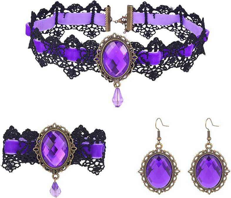 Collier Ras du Cou en Dentelle Gothique Rétro Punk pour Femmes