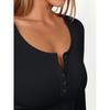 Women S Long Sleeve Ribbed Knit Button V Neck T Shirt