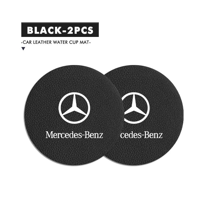 2025 Hot Universal Car Coaster Anti-Slip Mats Water Cup Drink Pads For Benz W202 W212 W126 W140 W168 W177 CLS GLE GLC GLS CLA